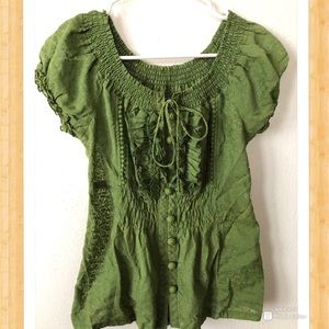 XOXO Green Ruffle Blouse